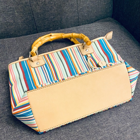 Bamboo Handle Relic Stripped Purse/Tote - Picture 8 of 8